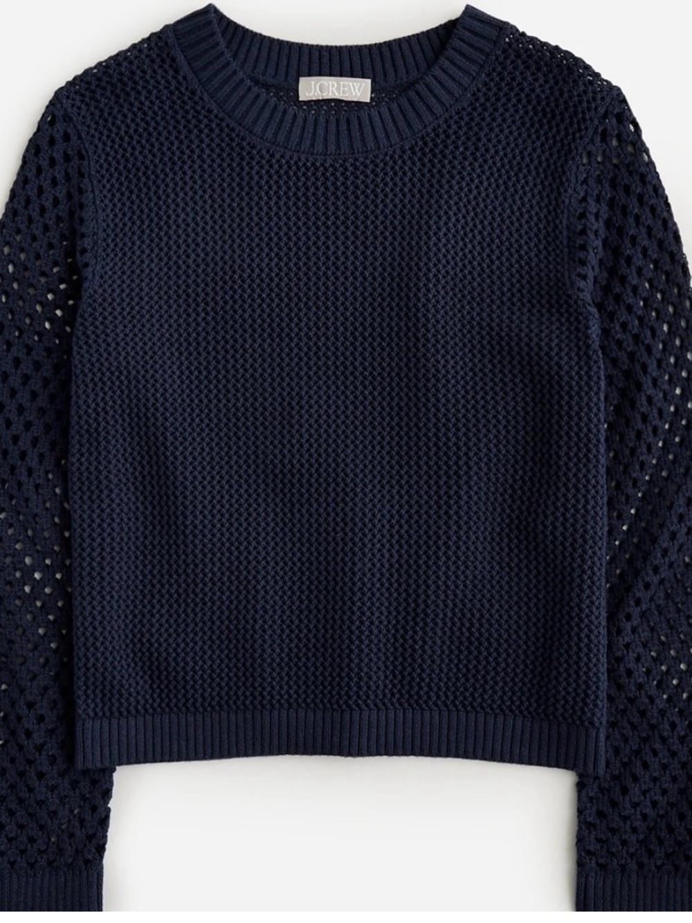 J. Crew Navy Open-Weave Crewneck Sweater,Size M Brand New